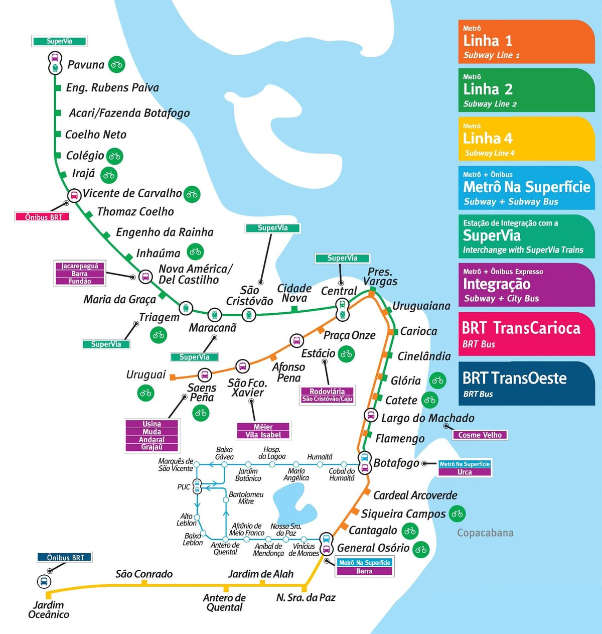 Rio de Janeiro na karti metro