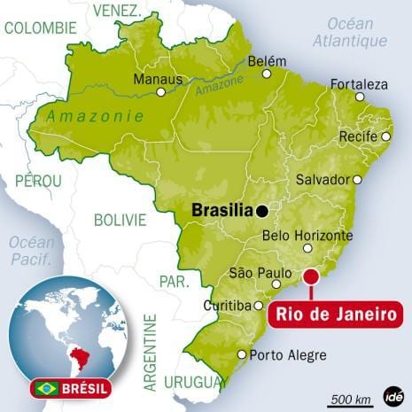 gdje se nalazi Rio de Janeiru, Brazil na karti svijeta