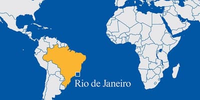 Karta svijeta, pokazuje Rio de Janeiru